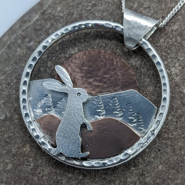 Handcrafted silver rabbit pendant