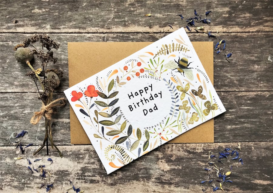 Plantable Seed Paper Dad's Birthday card,Unique Dad birthday card,Happy Birthday