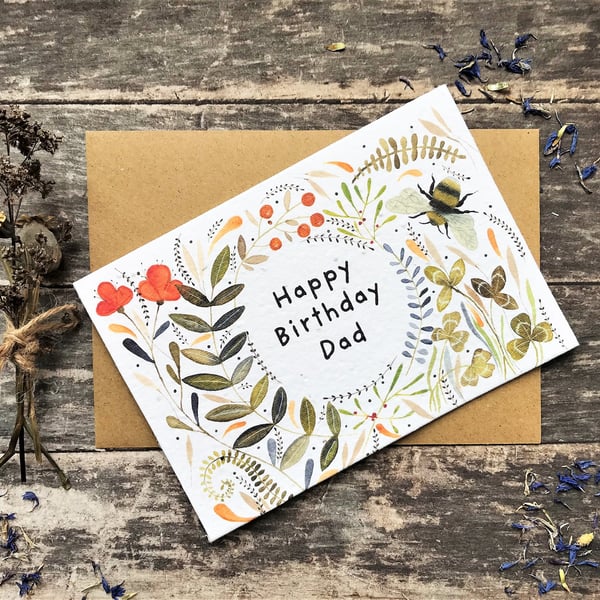 Plantable Seed Paper Dad's Birthday card,Unique Dad birthday card,Happy Birthday