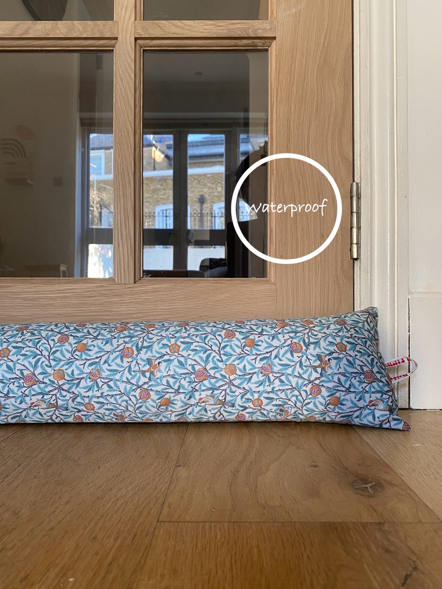 Waterproof draught stopper UK, custom length draft excluder, heavy air blocker