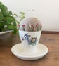 Donkey handpainted egg cup embroidered pin cushion