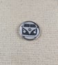 Camper Van Badge - Black and White Camping Themed Pin -Large Resin Topped Pin 