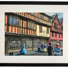 Gloucester Westgate Retro Cityscape Landmark Art Print 20" x 16" Frame