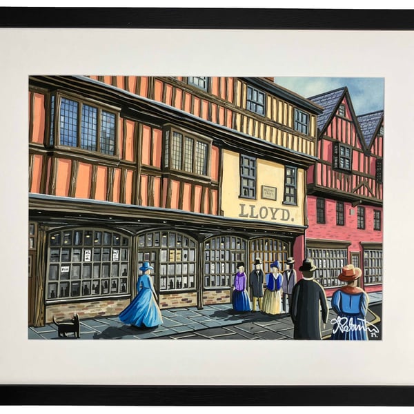 Gloucester Westgate Retro Cityscape Landmark Art Print 20" x 16" Frame