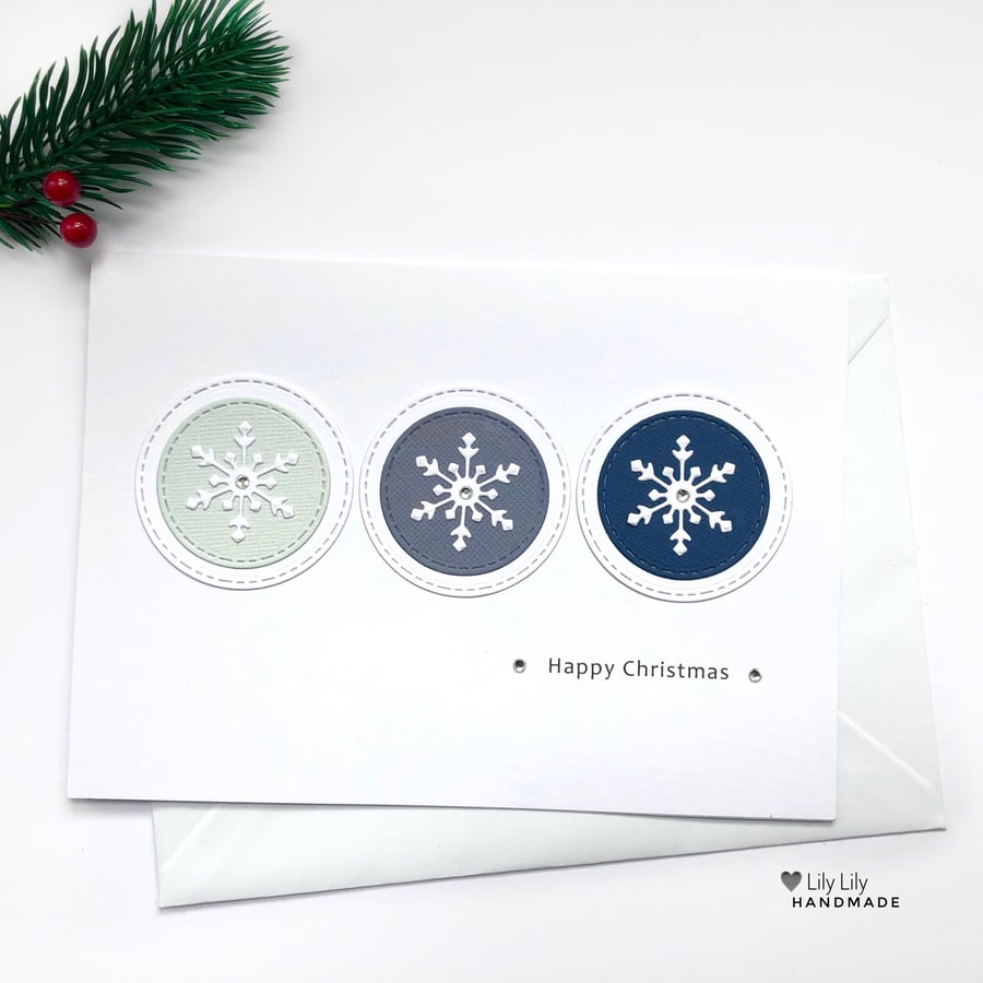 Snowflakes (Cool Blues) Design Christmas Card by Lily Lily Handmade 