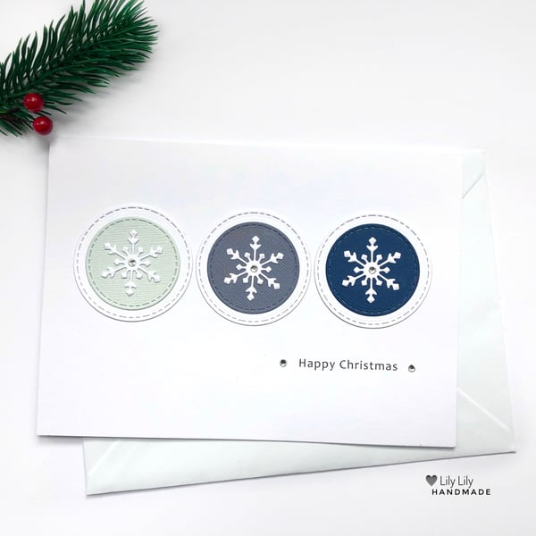 Snowflakes (Cool Blues) Design Christmas Card by Lily Lily Handmade 