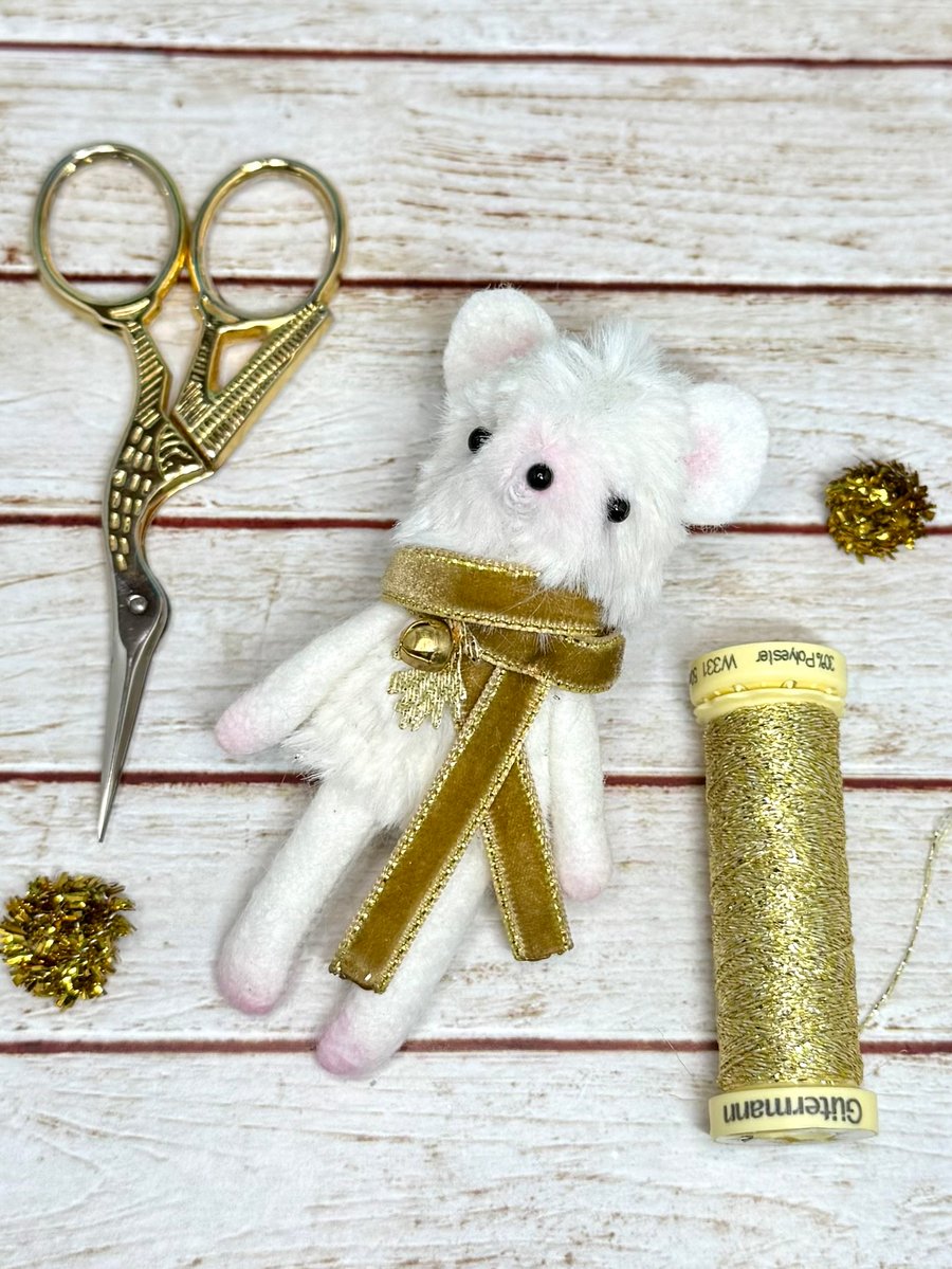 Christmas Mouse Tiny Art Doll