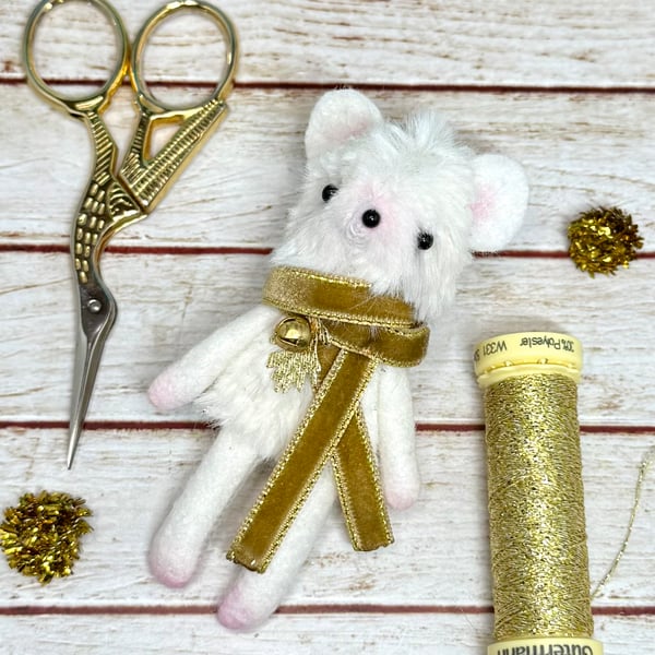 Christmas Mouse Tiny Art Doll