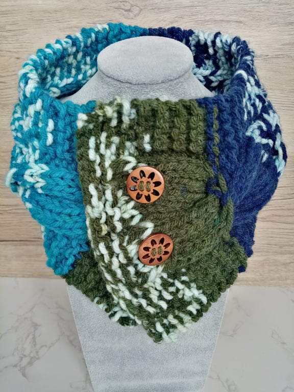 Cable Knit Neck Warmer Fair Isle Style