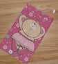 Drawstring bag. Slipper Shoe bag. Pink Ballet bear