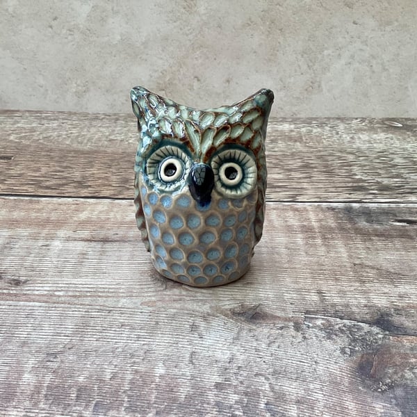 Little Owl ceramic sculpture 