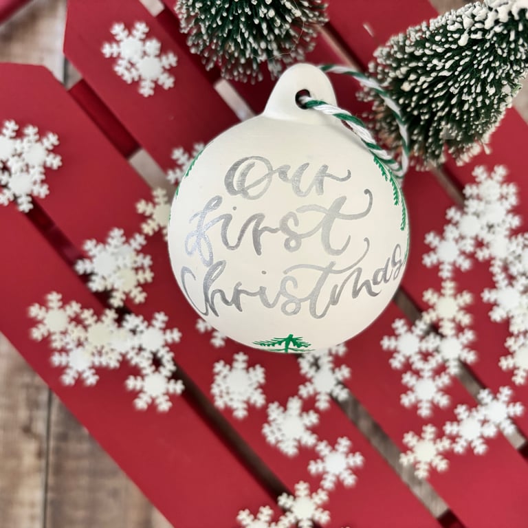 Personalised Ceramic Christmas Bauble, Christmas Tree Decoration 