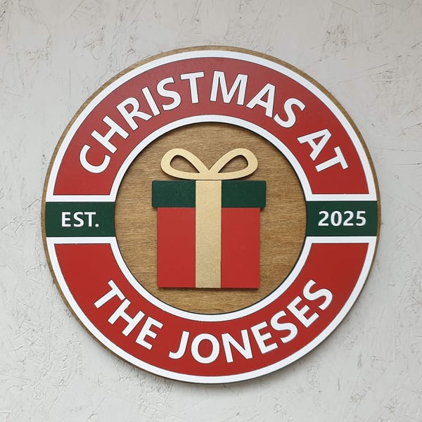 Large Round Personalised Christmas Sign
