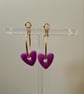 Neon purple heart hoops