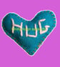 Pocket Hug Large, Felt Aqua with Orange stitching