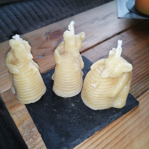 Organic beeswax candles - 3 bears