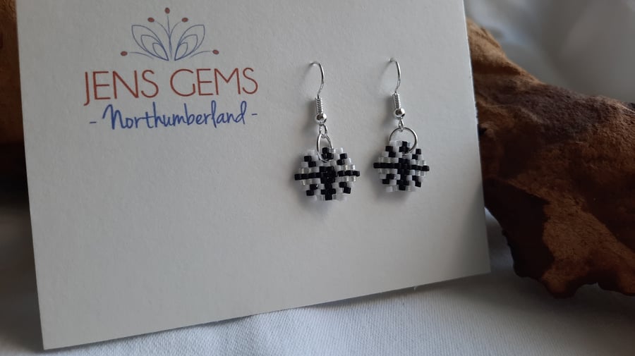 Monotone Union Jack Style Beadwork Earrings with a Donation to RNLI