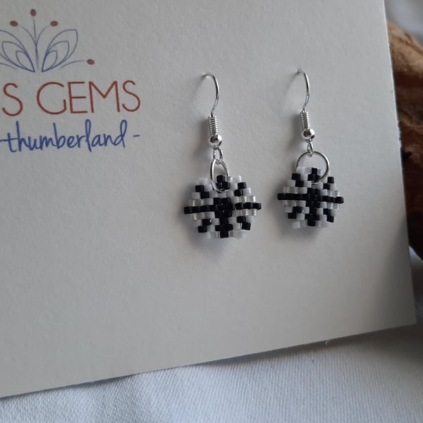 Monotone Union Jack Style Beadwork Earrings with a Donation to RNLI