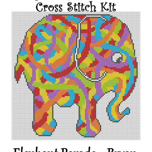 Elephant Parade Cross Stitch Kit Bryan Size Approx 7" x 7"  14 Count Aida