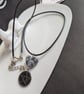 Marbled Heart & Pentagram Pendant Necklace - Handcrafted Gothic & Witchy - Image 1