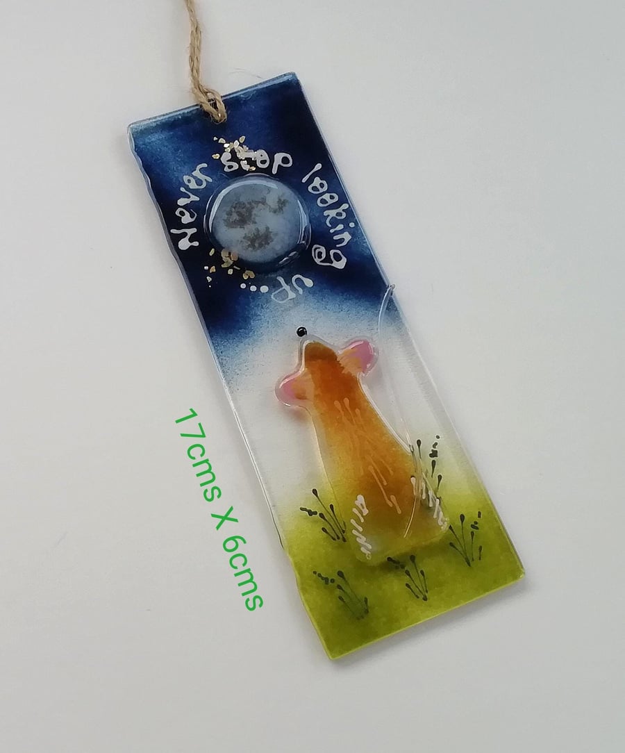 Never stop looking up suncatcher, inspirational gift, dormouse glass art, fused 