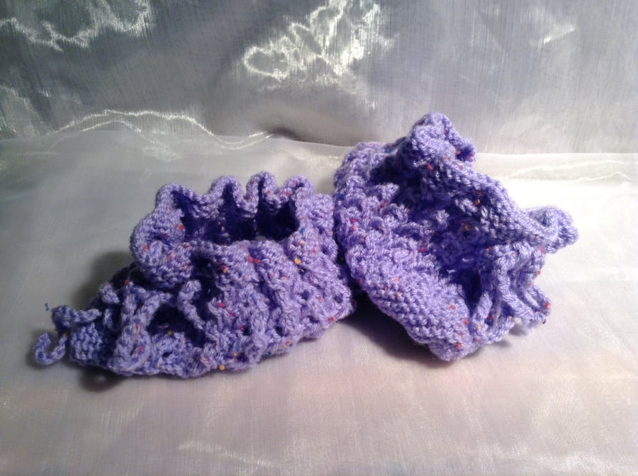 Purple comfy knitted slipper socks 