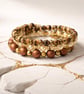 Tree of Life Memory Wire Stack Bracelet Warm Gold & Pearl Beads - Image 1