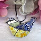 Small Handmade Mosaic Bird - Blue Tit Decoration