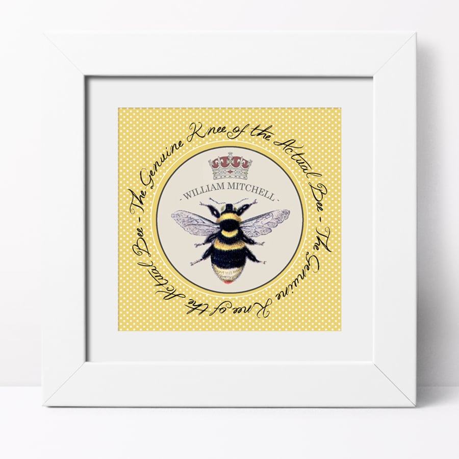 Personalised Print Bee's Knees, gift for her