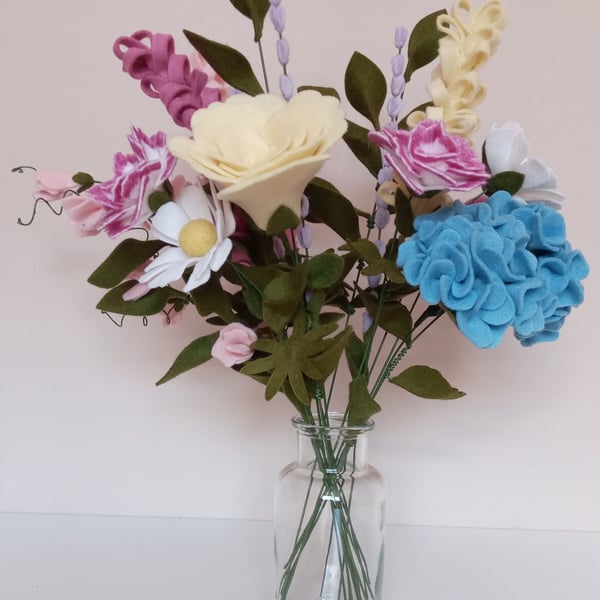 Felt Flower Bouquet, Cottage Garden Decor, Mother's Day Gift