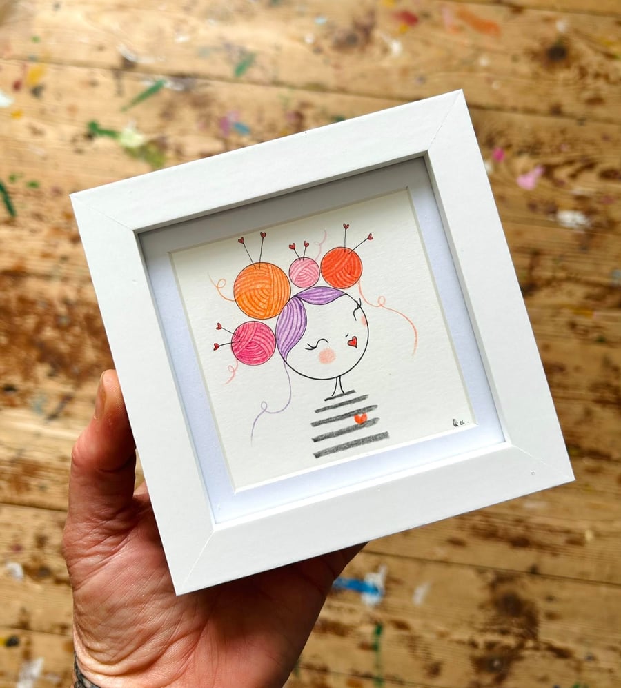 Pearl- Framed Original Mini Illustration.