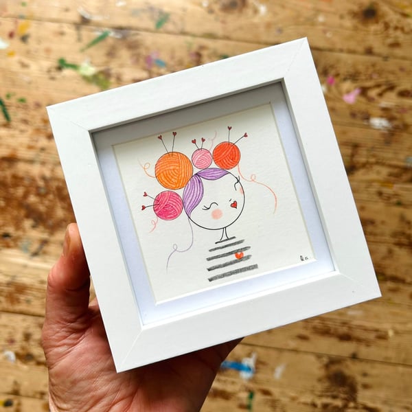 Pearl- Framed Original Mini Illustration.