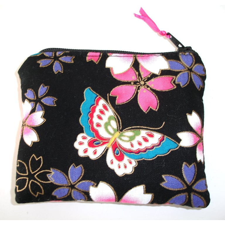 Butterfly Purse Pink Purple Black Butterflies Vintage Retro Floral