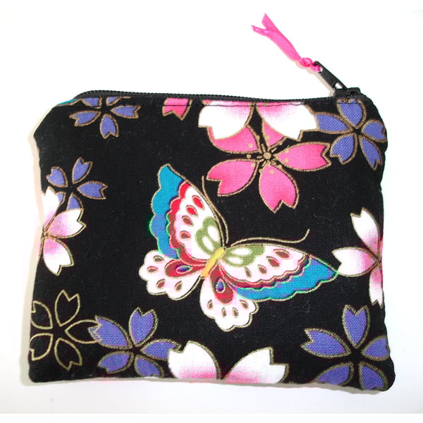 Butterfly Purse Pink Purple Black Butterflies Vintage Retro Floral