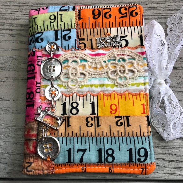 Tape Measure Designed Fabric Needle Case.