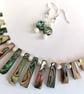 Paua Abalone & Mother of Pearl Shell Necklace & Earrings Jewellery Gift Set - Image 2