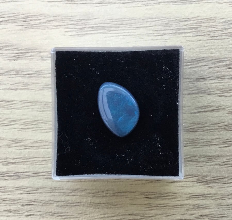 Beautiful Midnight Blue Galaxy Opal Cabochon from Lightning Ridge, Australia.
