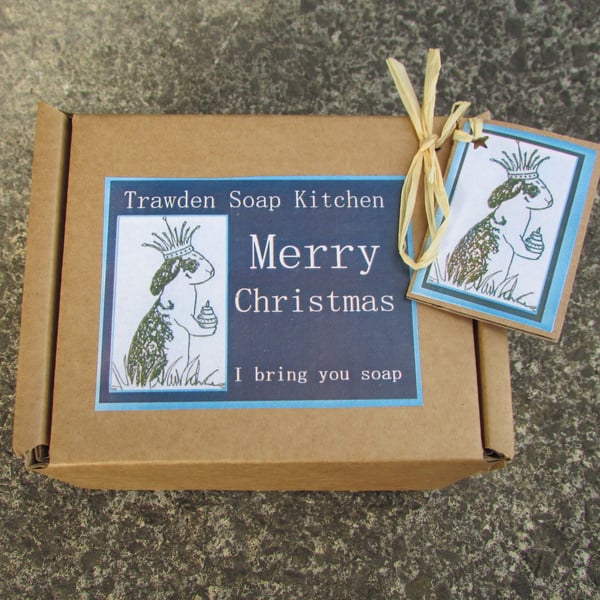 Festively packaged aromatherapy soap set. Palm Free. Vegan. Plastic Free