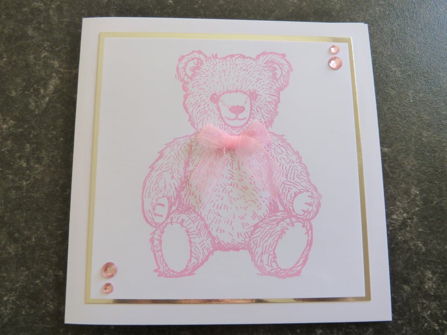 pink teddy bear card