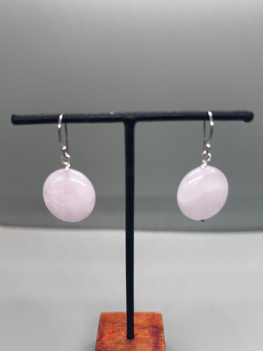 Rose Quartz simple dropper earrings