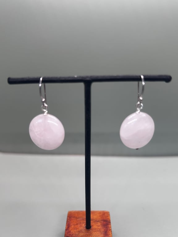 Rose Quartz simple dropper earrings