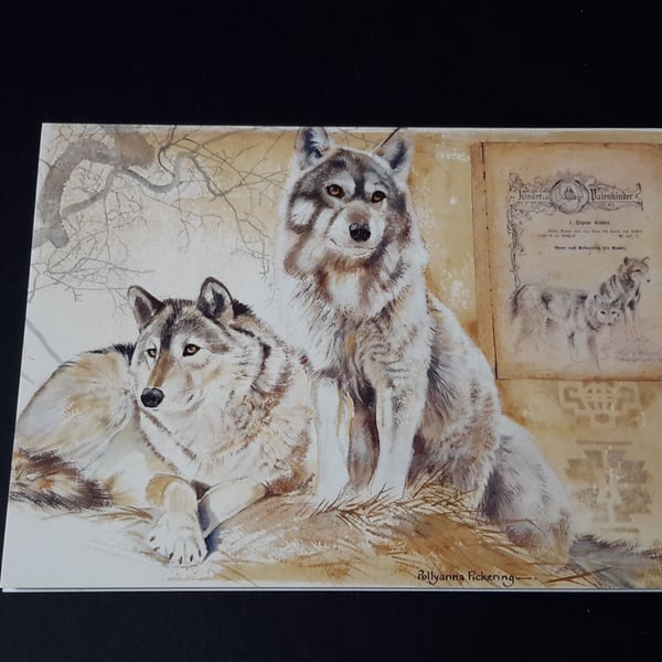 Wolf blank Greeting Card - Wildlife Artwork by Pollyanna Pickering