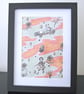 Grayson Perry Flo Framed Art Rare Liberty Fabric in 9"x7" Frame