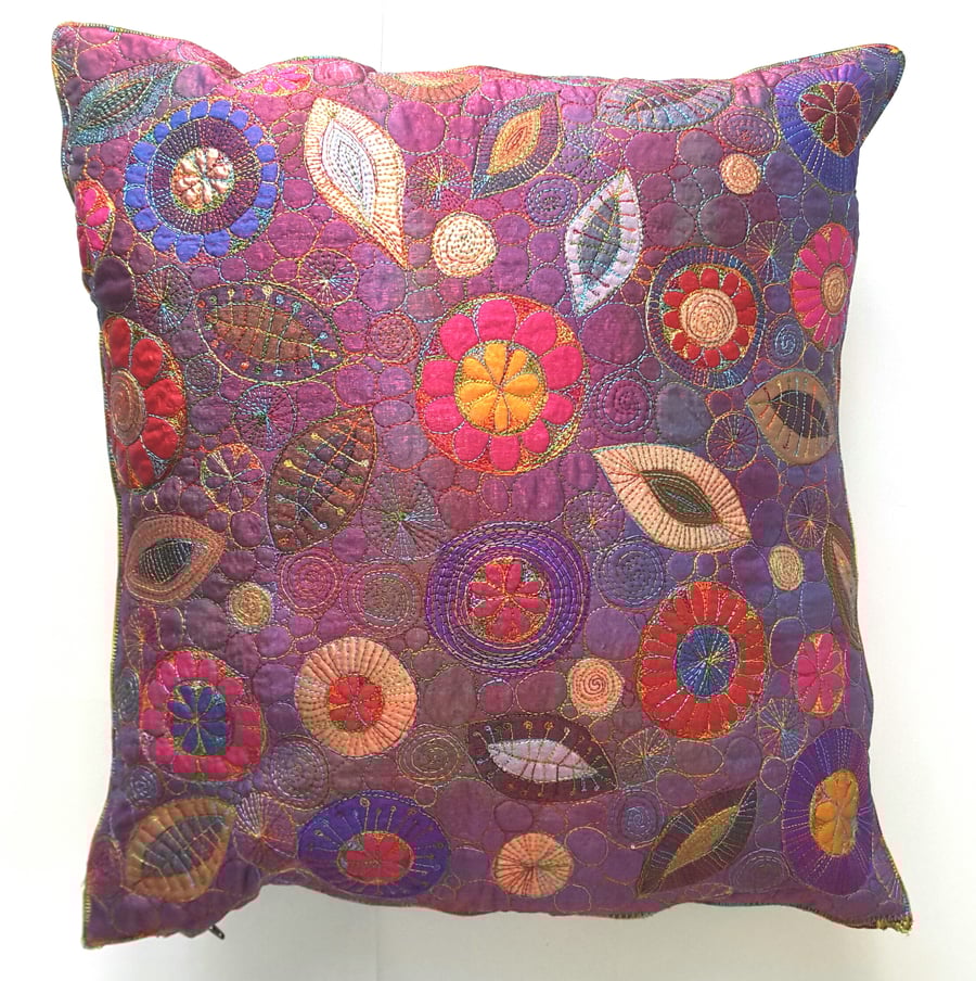 Stitched Cotton & Silk Cushion