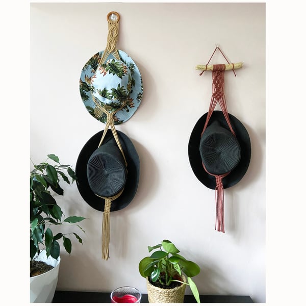 Macrame hat hanger, Hat hanger, Macrame hanger, Hat organiser