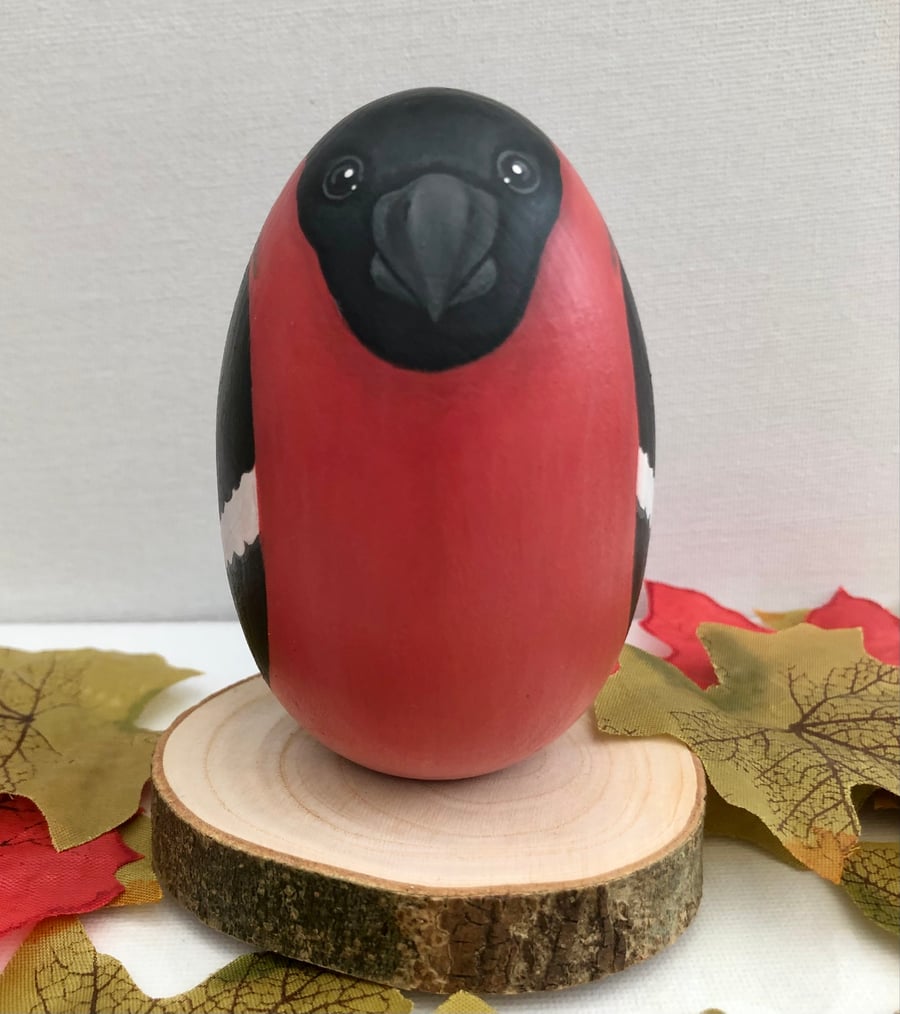 Bullfinch hand painted wooden ornament  SALE 