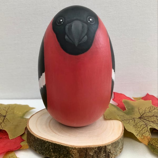 Bullfinch hand painted wooden ornament  SALE 