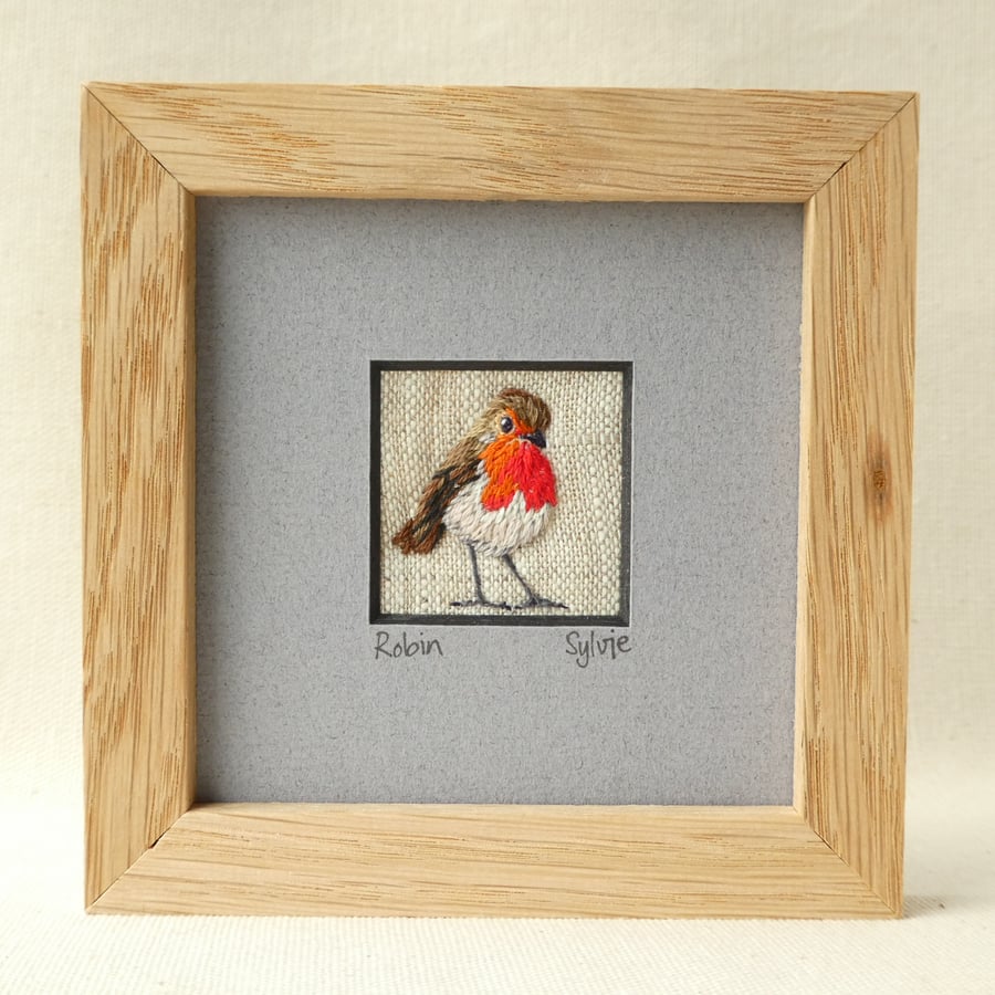 Robin - hand stitched textile picture