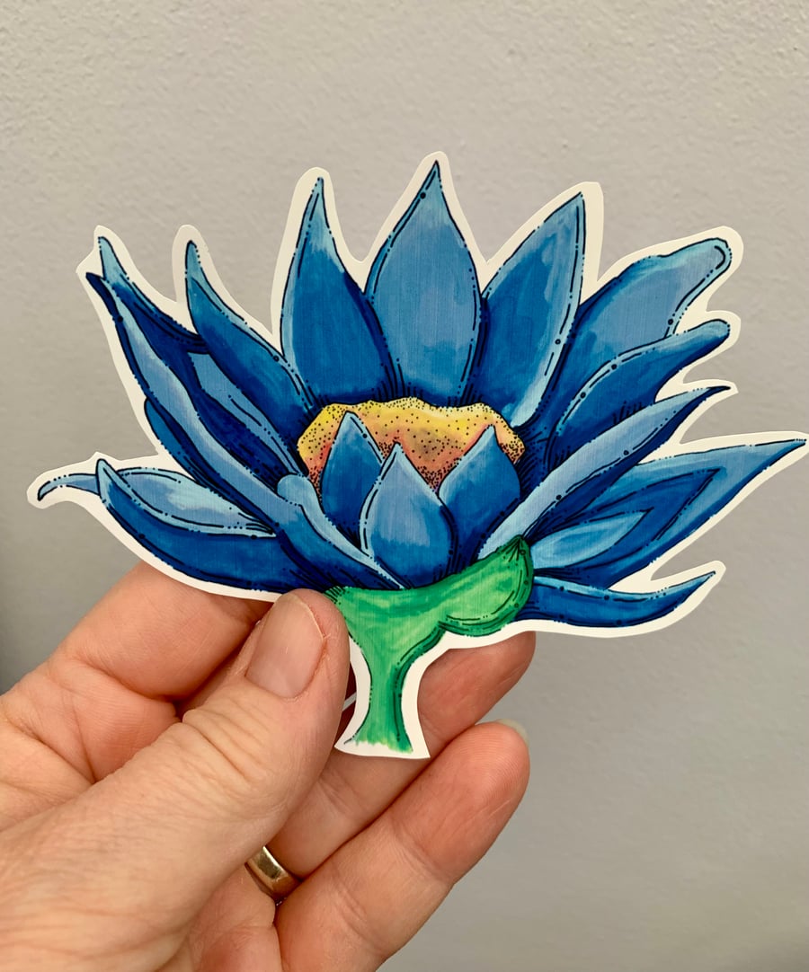 Stickers. Egyptian blue lotus flower. Handmade. Vinyl. 
