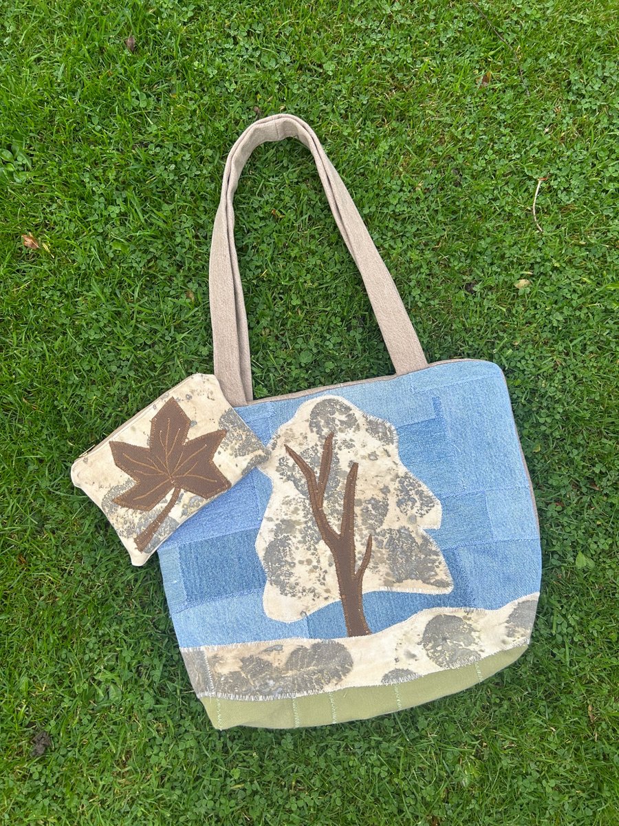 Sycamore Gap denim tote bag and purse